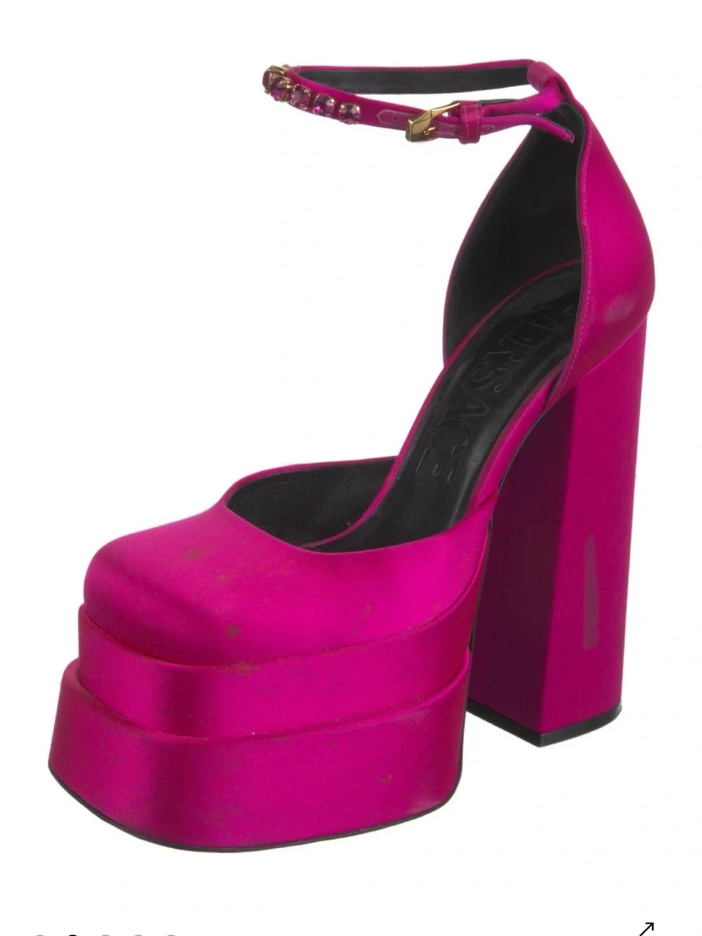 Versace Fuchsia Platform Ankle-Strap Pumps